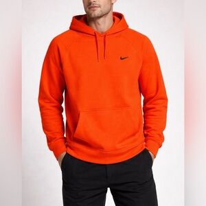 Nike Orange Hoodie Men’s Athletic Streetwear Pullover Swoosh Sweatshirt XL